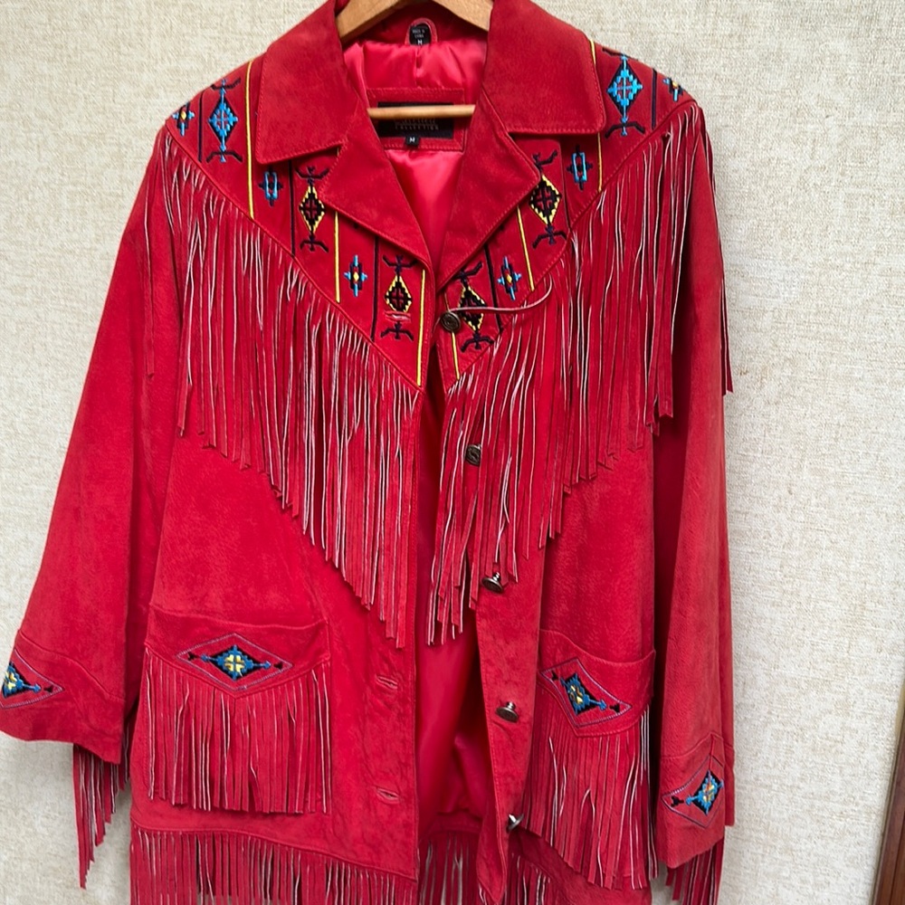 Excelled Collection Medium Red Embroidered Jacket